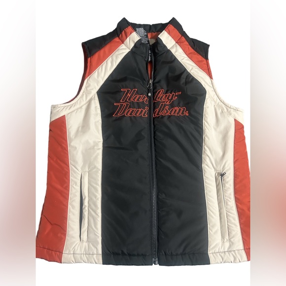 Harley-Davidson Other - Harley-Davidson Black, Orange, and Cream Vest